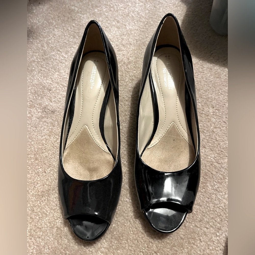 Naturalizer Black Patent Peep Toe Heels